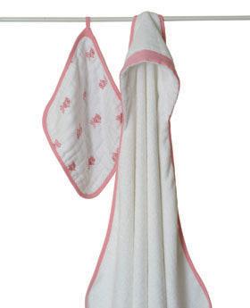 Image of aden + anais® - Hooded Towel & Washcloth Set - Multiple Colors Available